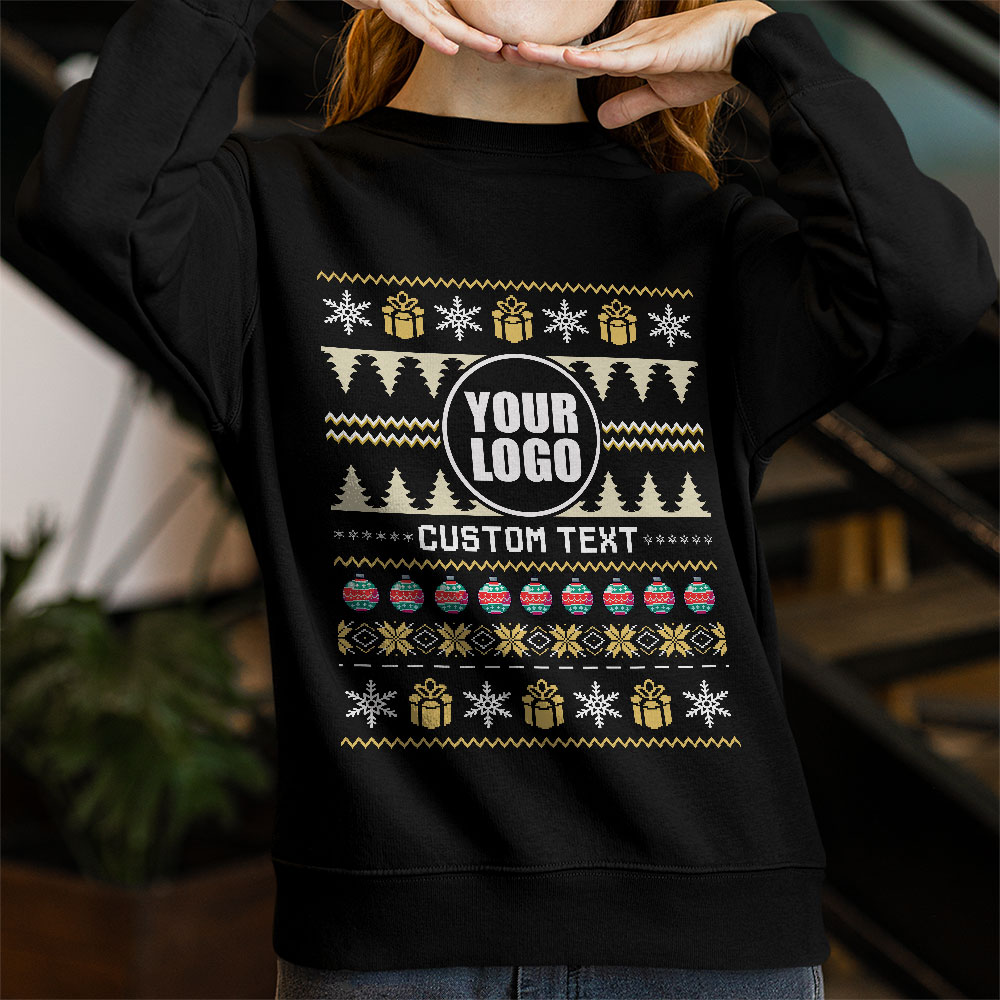 Custom Logo With Christmas Ornament Ugly Sweatshirt 3